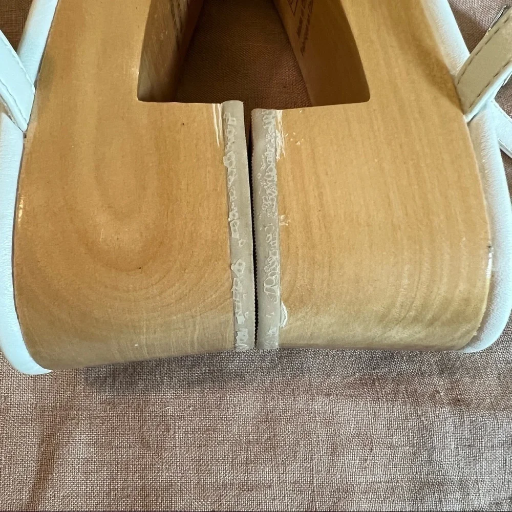 Anthropologie Jeffrey Campbell White Wooden Platform Sandals Platforms Size 7
